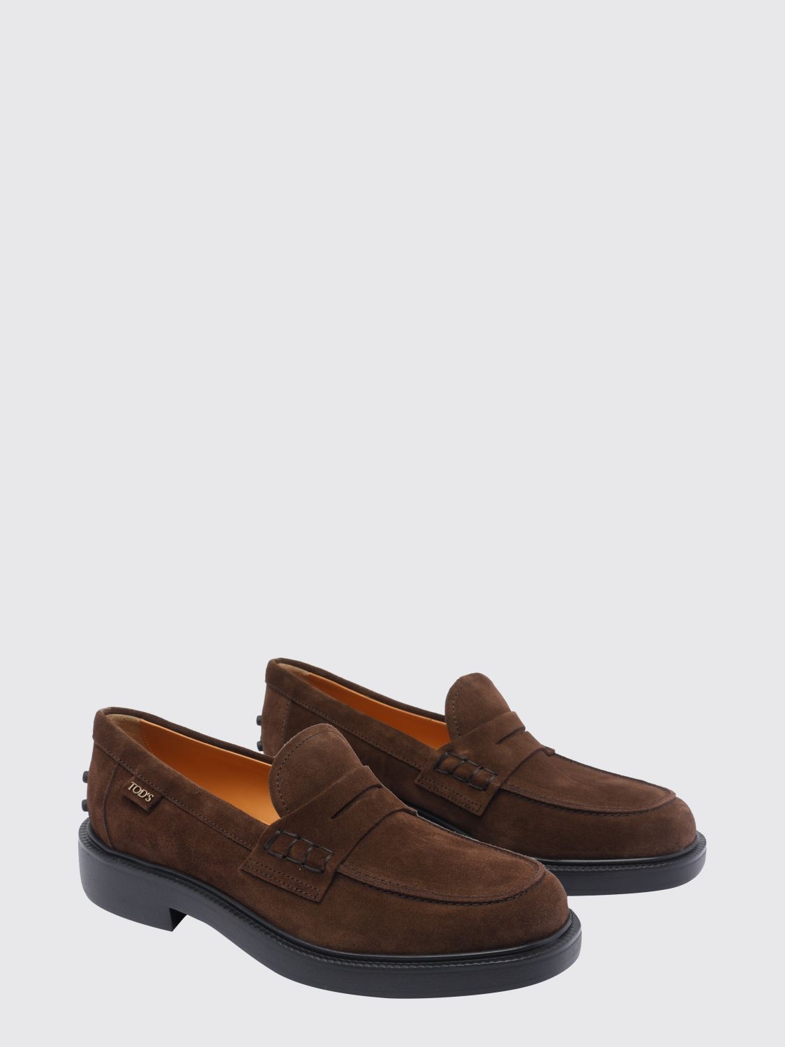 suede calf leather loafers with rubber pebbles on the heel