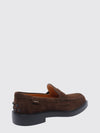 suede calf leather loafers with rubber pebbles on the heel