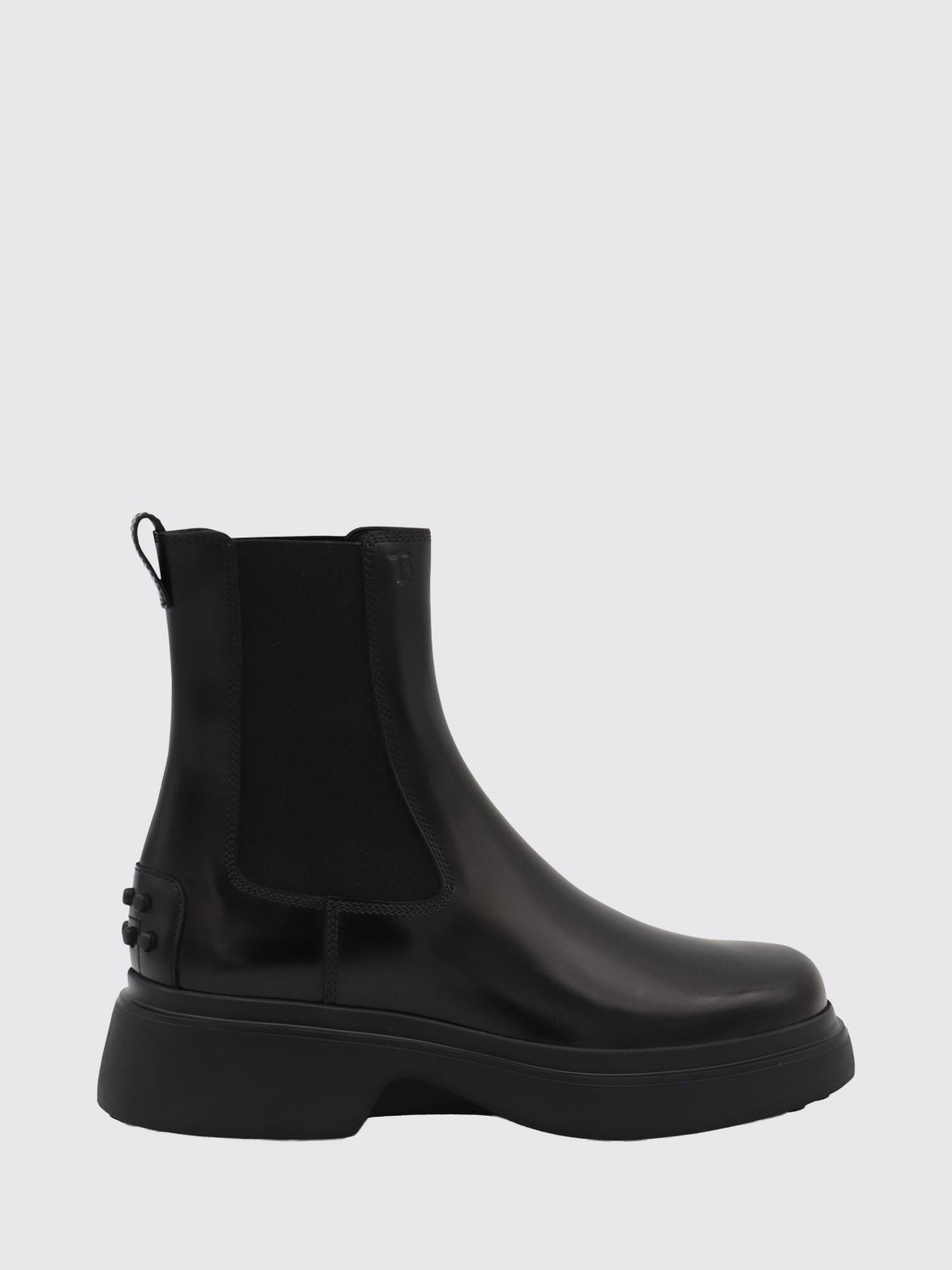 smooth calf leather chelsea boots with rubber sole