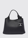 grained leather handbag with removable strap and charm
