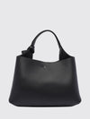 grained leather handbag with removable strap and charm
