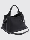 grained leather handbag with removable strap and charm