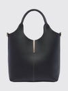smooth calf leather handbag with double handle and shoulder strap