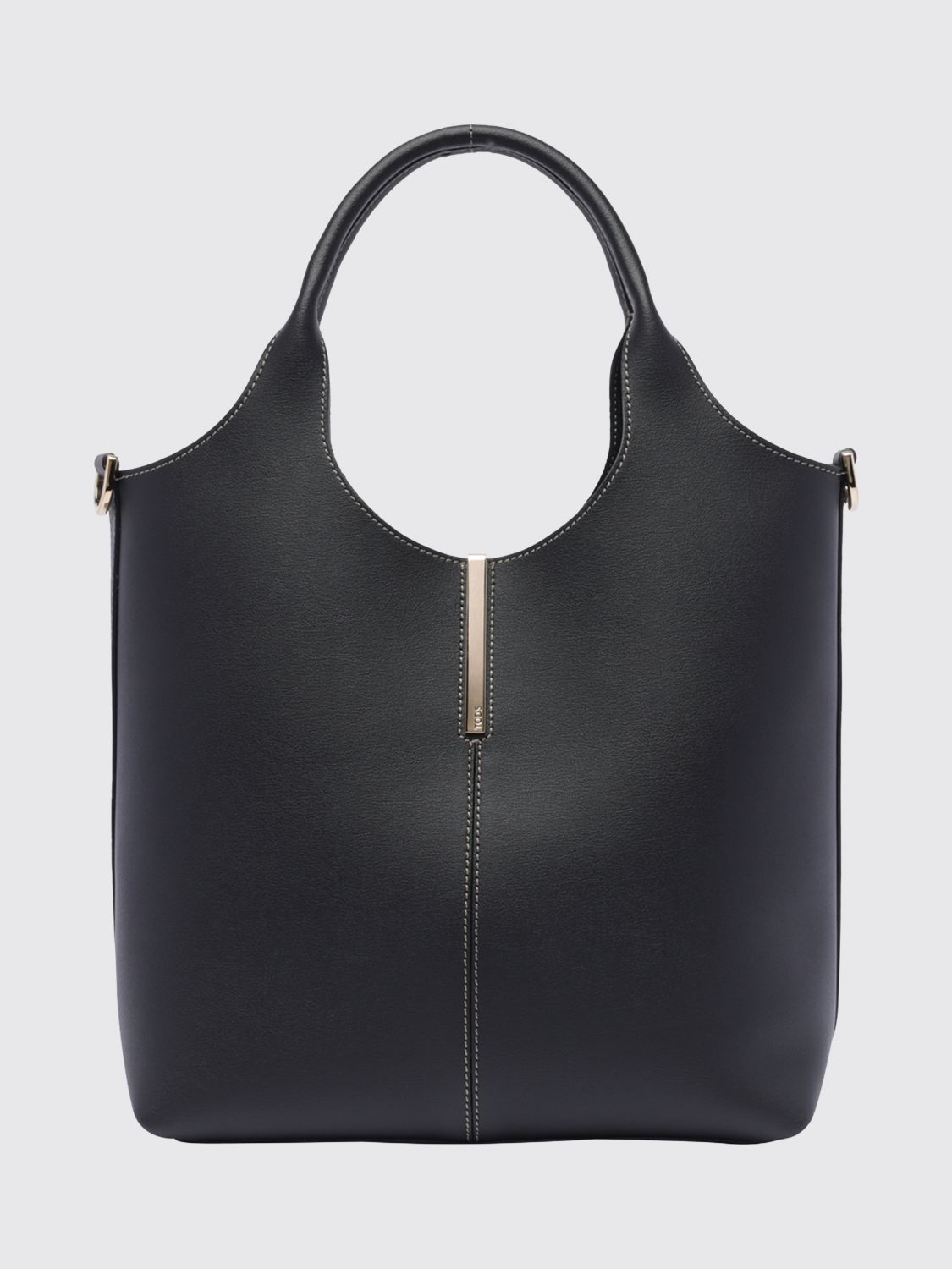 smooth calf leather handbag with double handle and shoulder strap