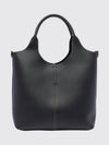 smooth calf leather handbag with double handle and shoulder strap