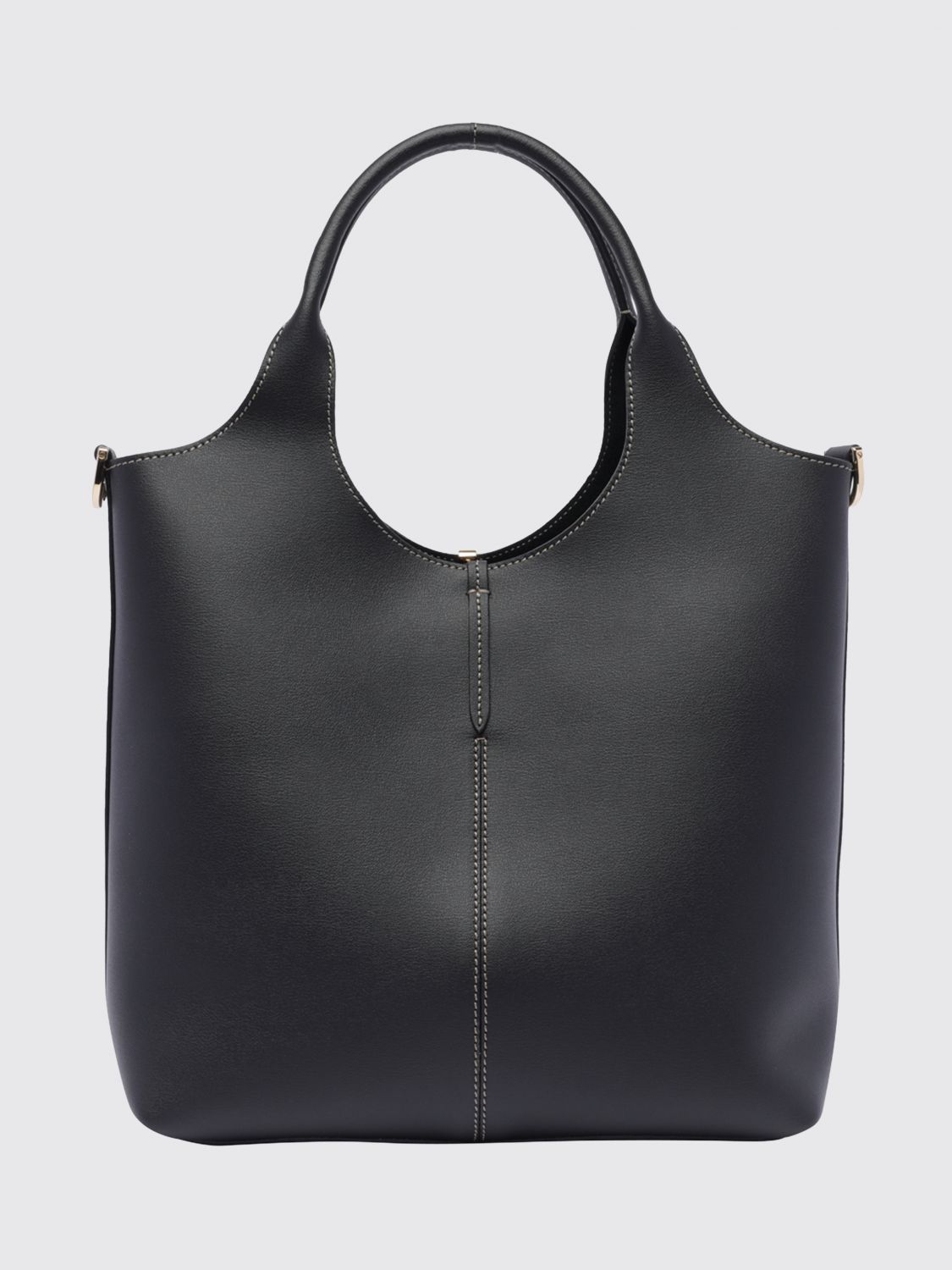 smooth calf leather handbag with double handle and shoulder strap