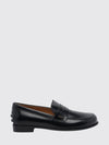 brushed leather loafers with strap and metal logo