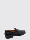 brushed leather loafers with strap and metal logo