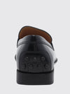brushed leather loafers with strap and metal logo