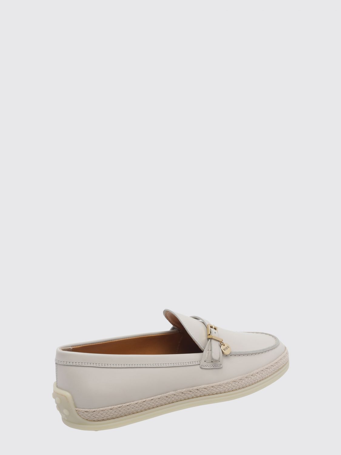 smooth leather loafers with pebbled sole and engraved logo