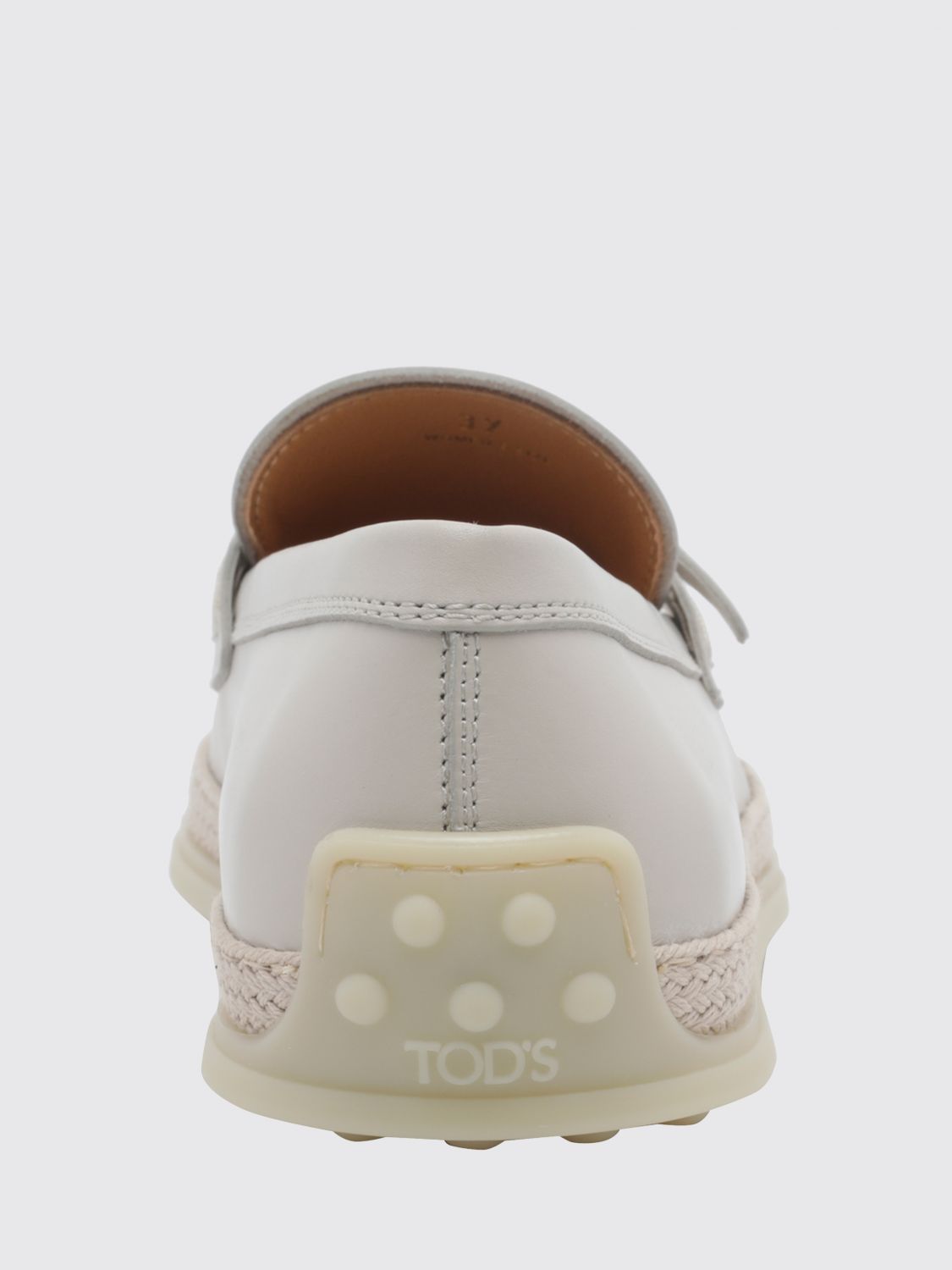 smooth leather loafers with pebbled sole and engraved logo