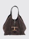 t timeless suede shoulder bag with metallic logo
