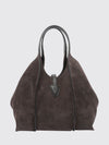 t timeless suede shoulder bag with metallic logo