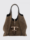 t timeless suede shoulder bag with metallic logo