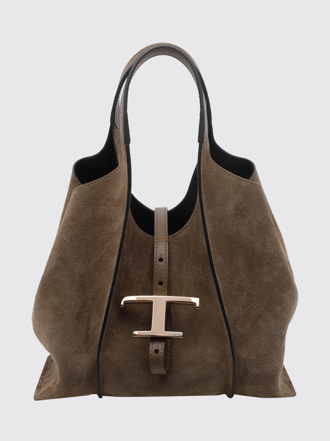 t timeless suede shoulder bag with metallic logo