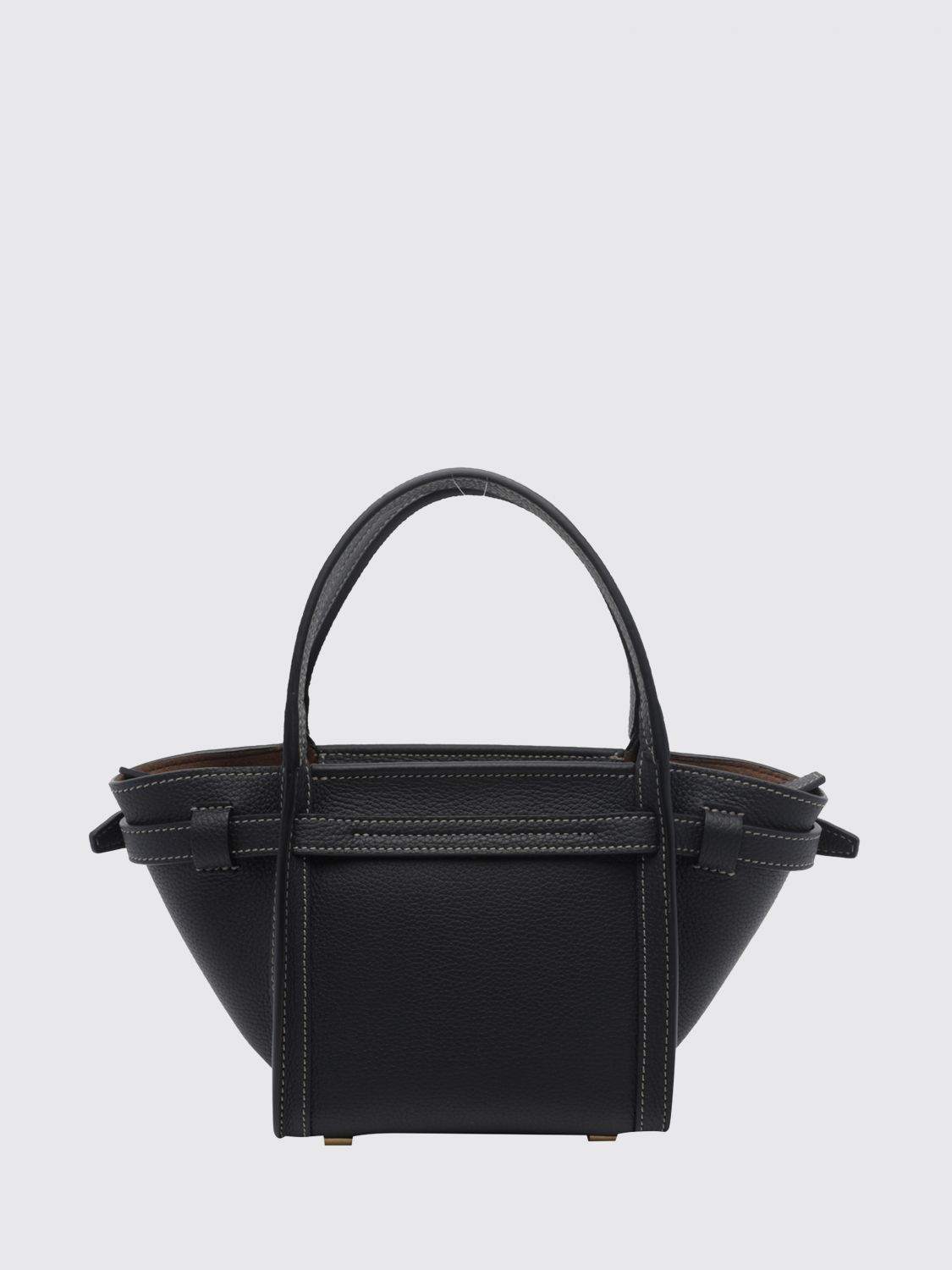 t signature grained calf leather handbag with shoulder strap