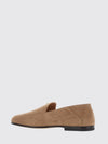 suede calfskin loafers with metal logo and low heel