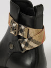 huntley leather biker ankle boots with vintage check inserts