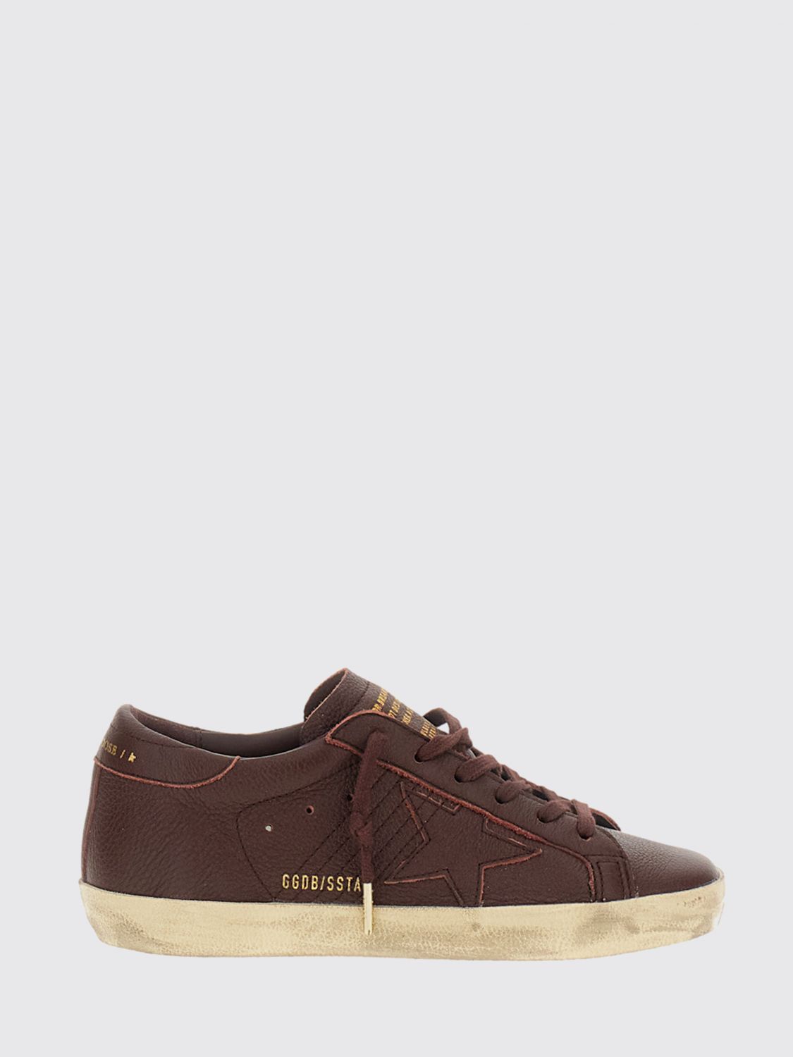 super-star leather sneakers with distressed effect and contrast logo