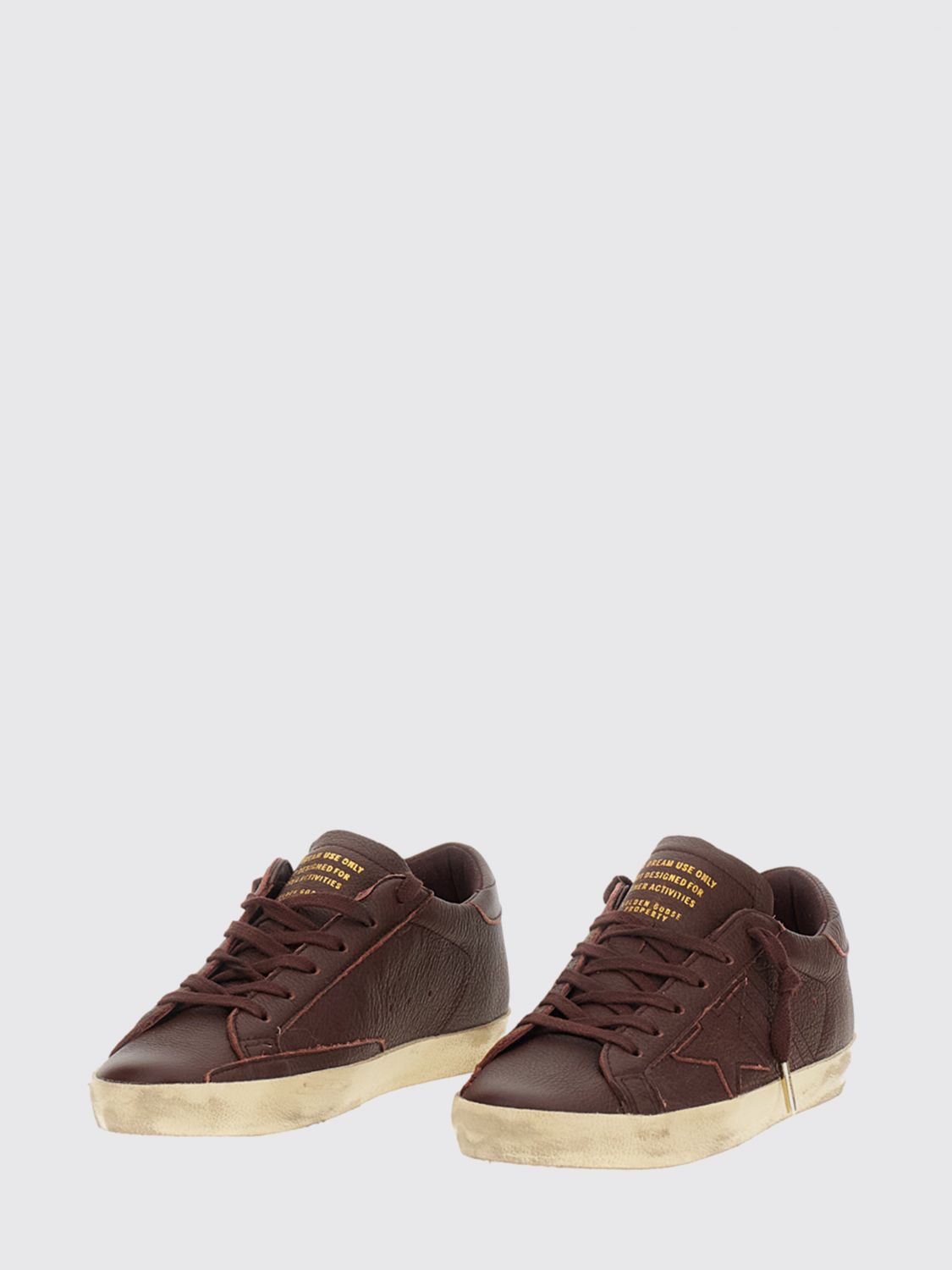 super-star leather sneakers with distressed effect and contrast logo