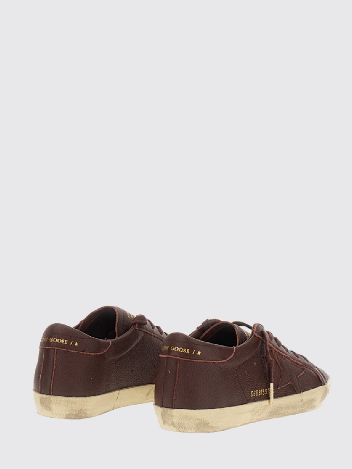 super-star leather sneakers with distressed effect and contrast logo
