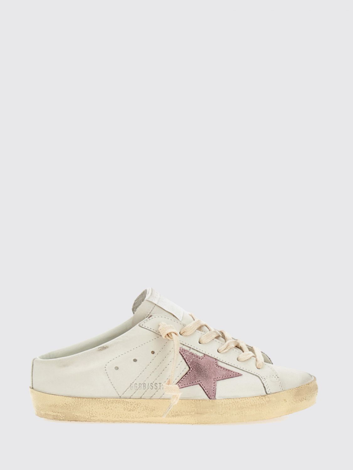 super-star leather sabot mules with distressed effect and open heel
