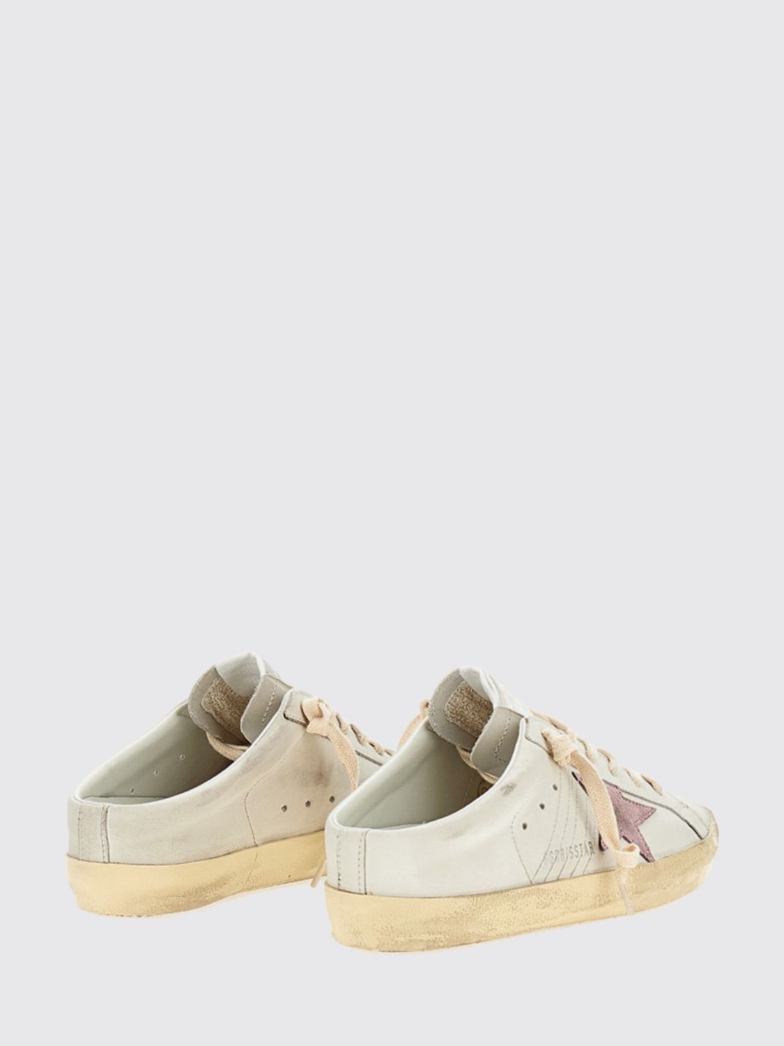 super-star leather sabot mules with distressed effect and open heel