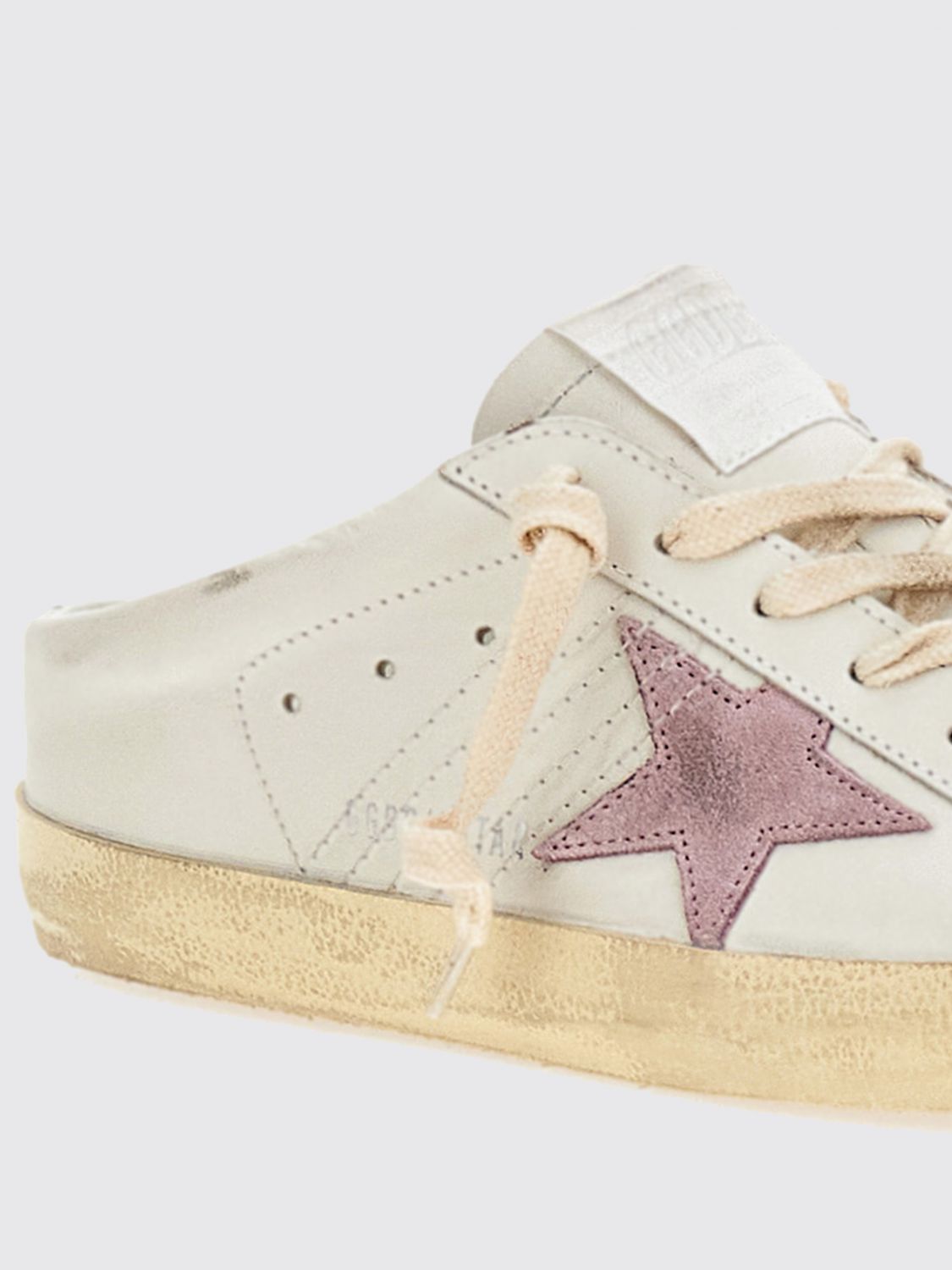 super-star leather sabot mules with distressed effect and open heel
