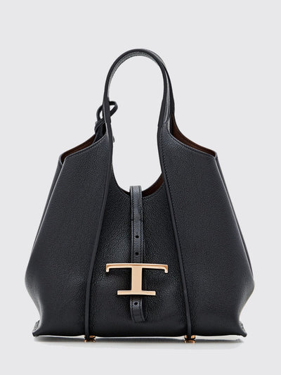 t timeless shoulder bag in grained calf leather with metal logo