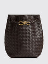 andiamo woven lambskin bucket bag with adjustable strap