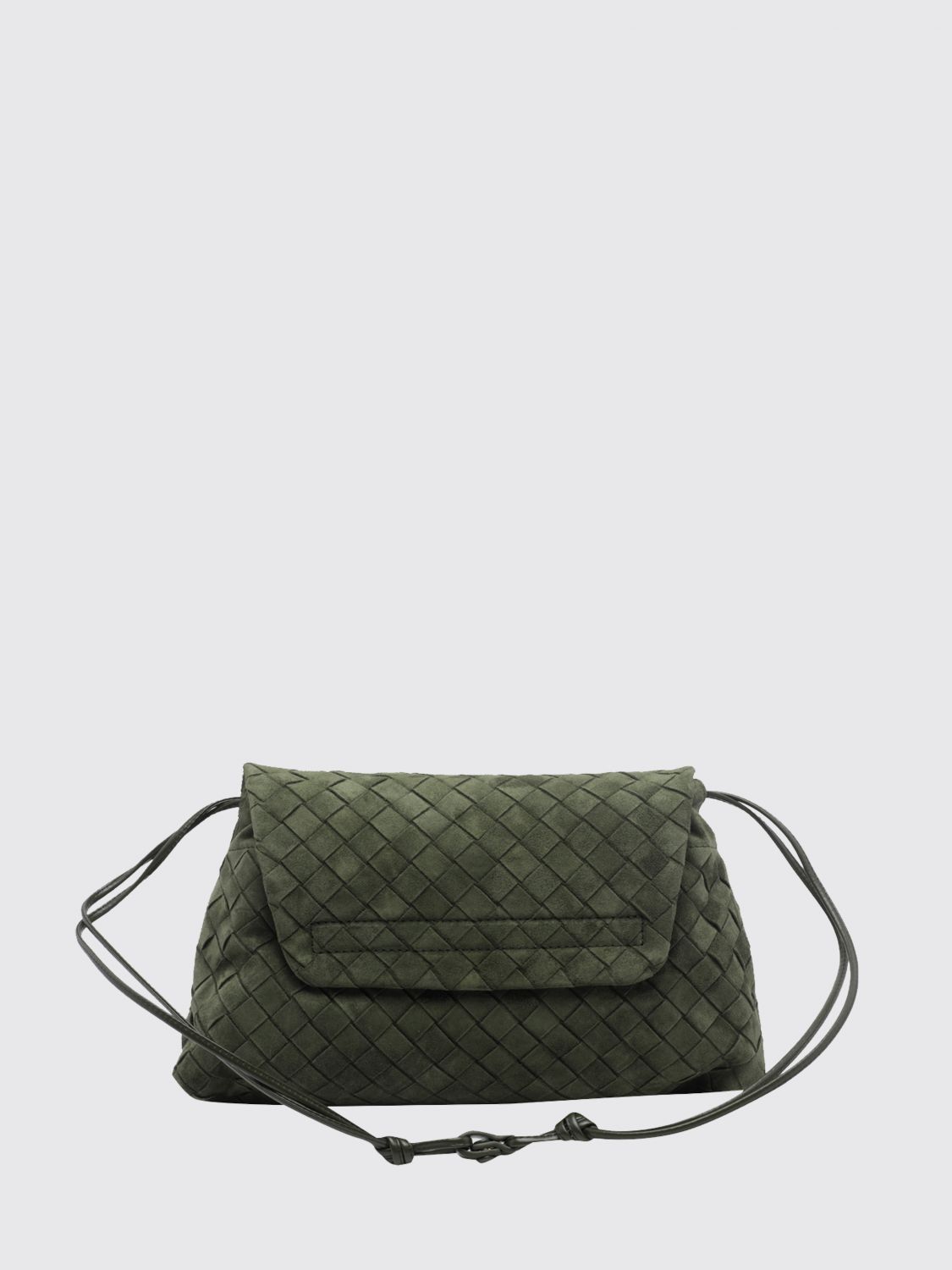 giorno woven calfskin shoulder bag with flap closure