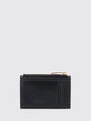 flat woven nappa leather card holder with zipped pocket