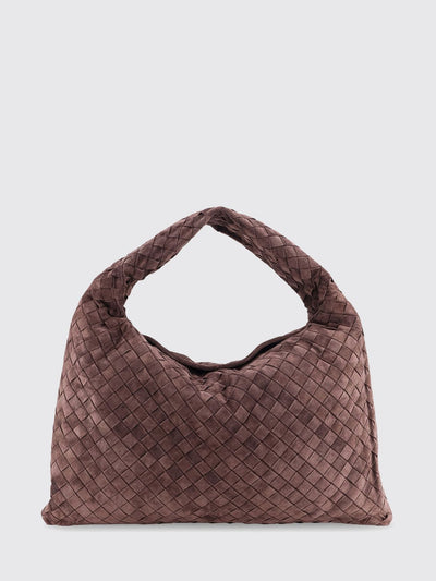 hop suede shoulder bag with intrecciato weave