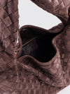 hop suede shoulder bag with intrecciato weave