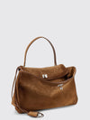 rodeo medium shoulder bag in croc-effect suede with charm
