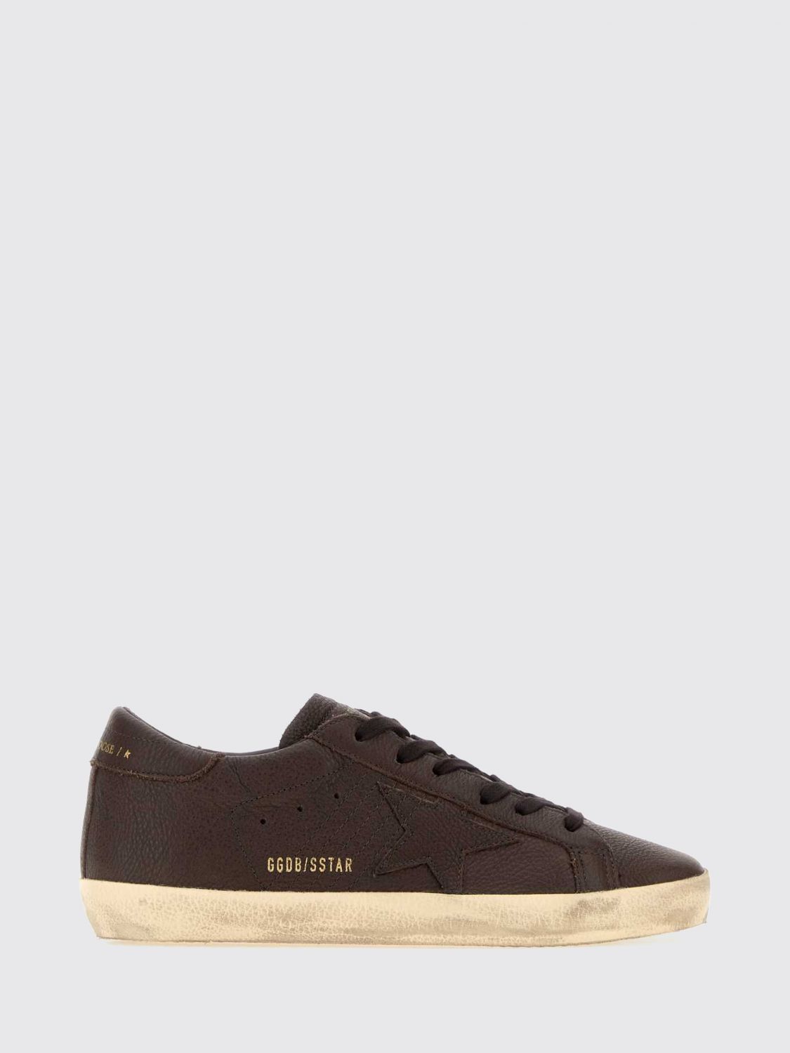 super-star grained leather sneakers with distressed effect