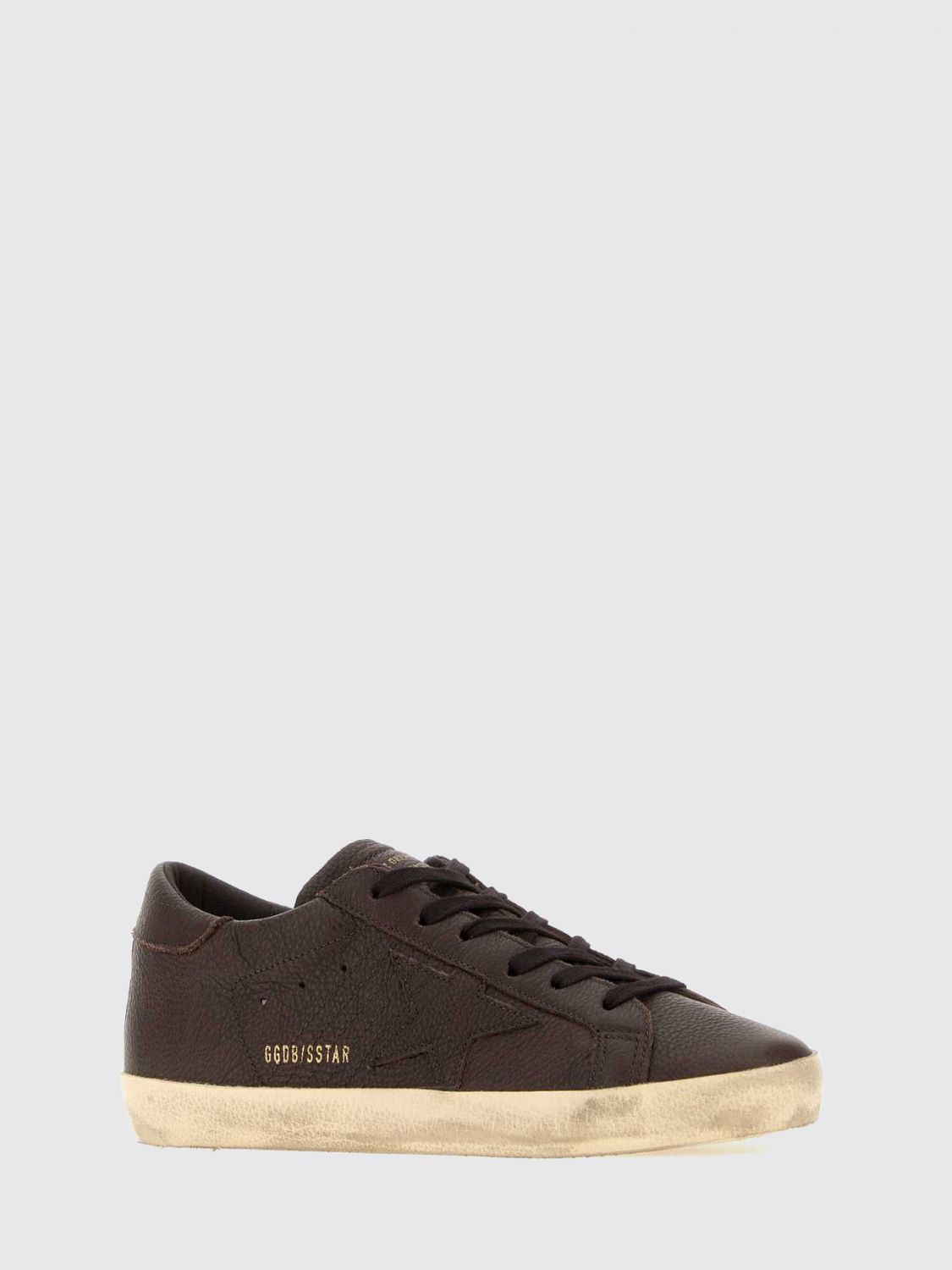 super-star grained leather sneakers with distressed effect