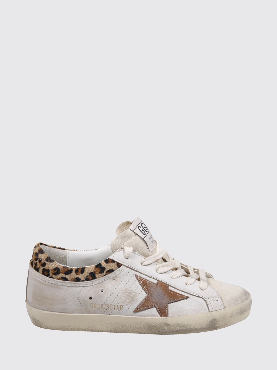 super-star leather and pony hair sneakers with a worn-out effect