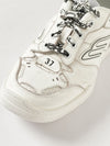 hamptons low-top sneakers in worn-effect leather with logo