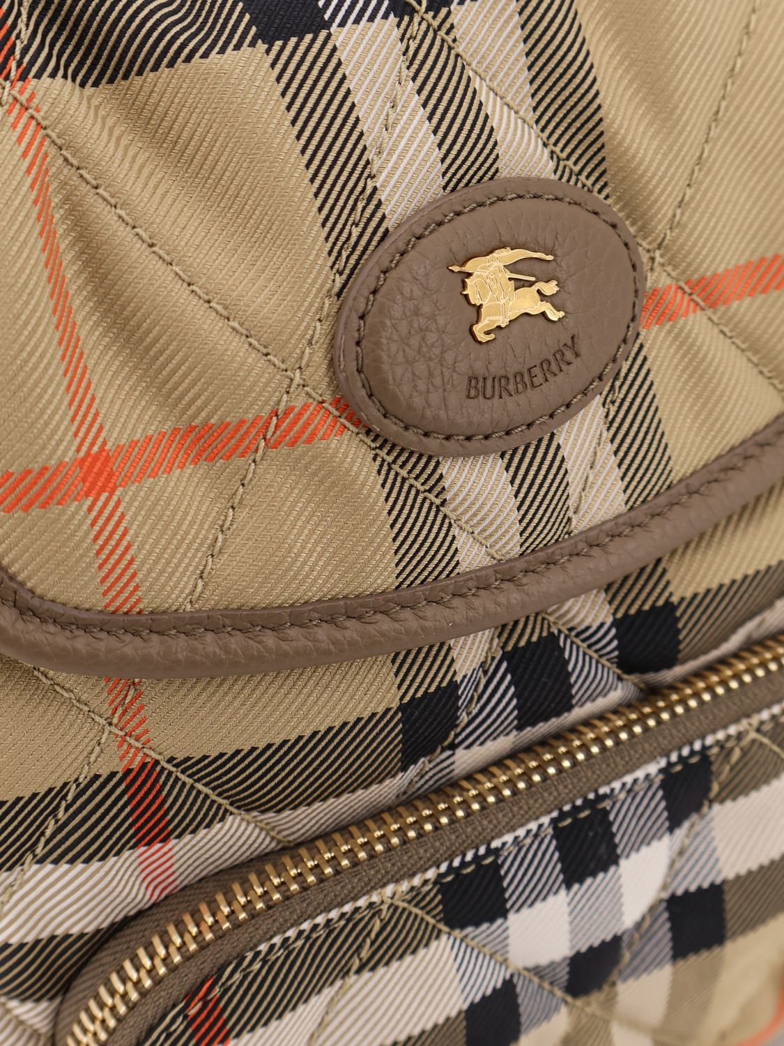 horseshoe nylon backpack with vintage check pattern and ekd logo