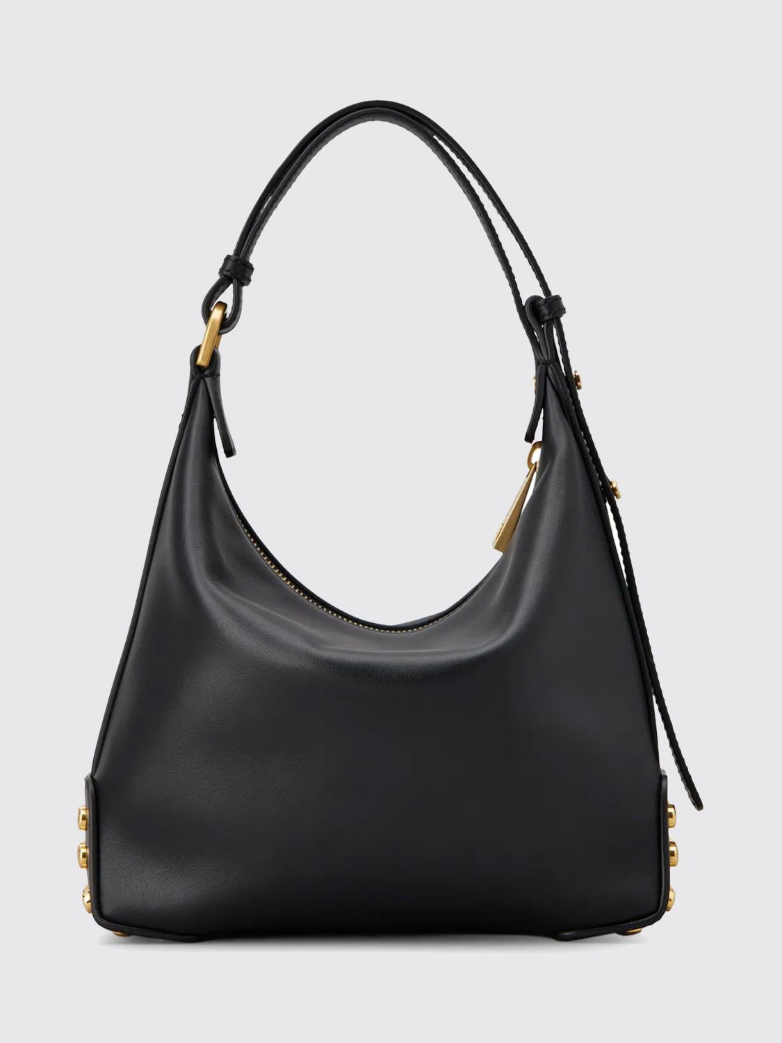 metal dots shoulder bag in smooth calfskin with zip closure