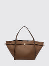 t timeless shopping bag in grained calfskin with metal logo