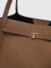 t timeless shopping bag in grained calfskin with metal logo