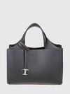 handbag in tumbled leather with double handle and logo charm