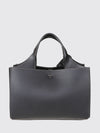 handbag in tumbled leather with double handle and logo charm
