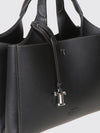 handbag in tumbled leather with double handle and logo charm
