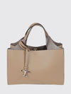 handbag in tumbled leather with double handle and logo charm