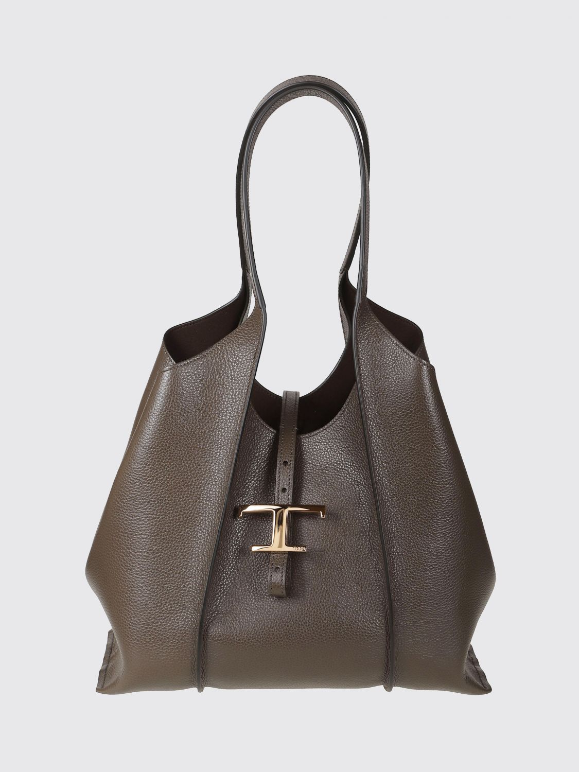 t timeless calfskin shopping bag with logo and removable pouch