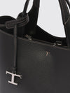 hammered leather handbag with logo charm and removable strap