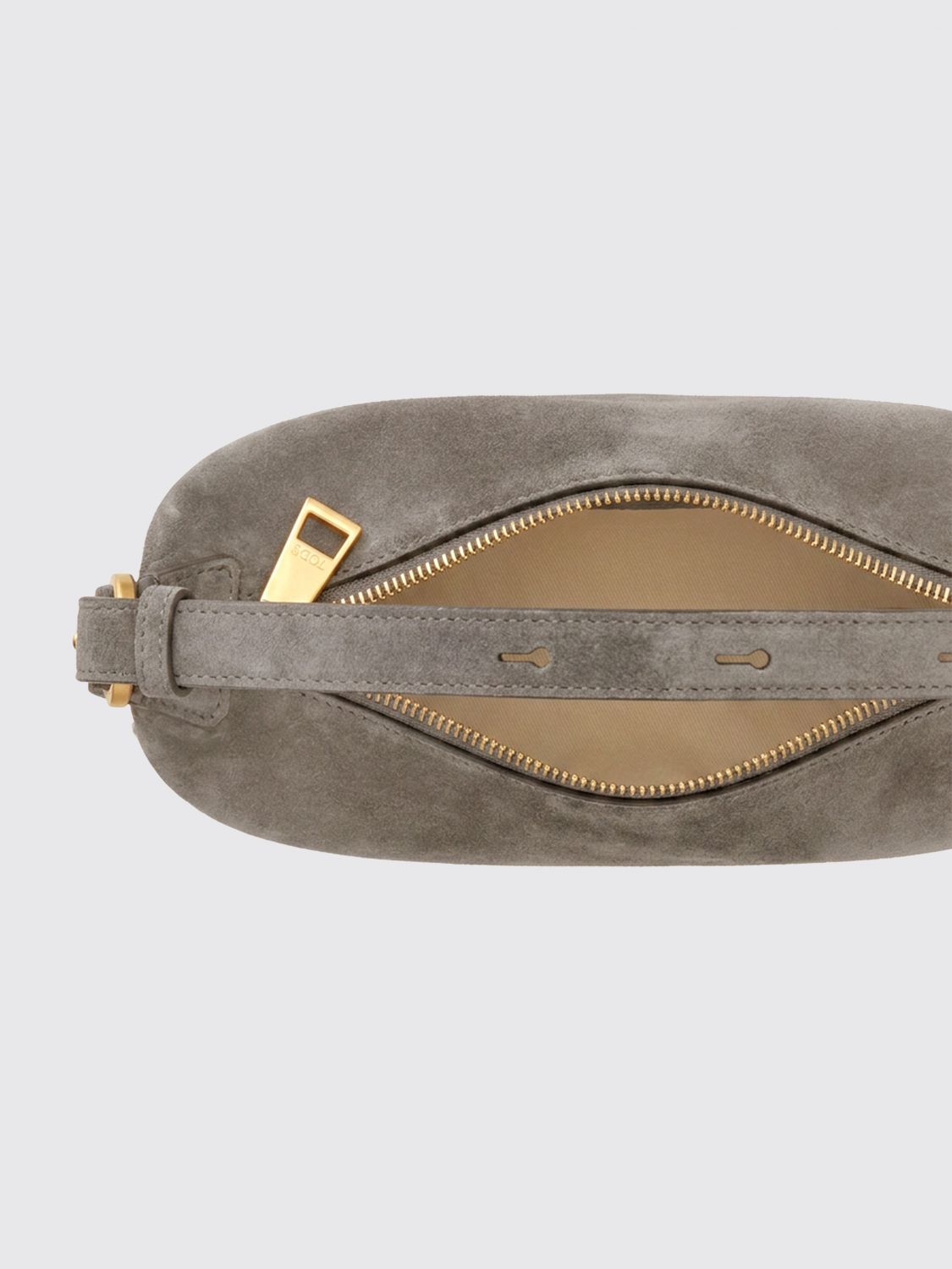 metal dots suede calfskin shoulder bag with adjustable handle